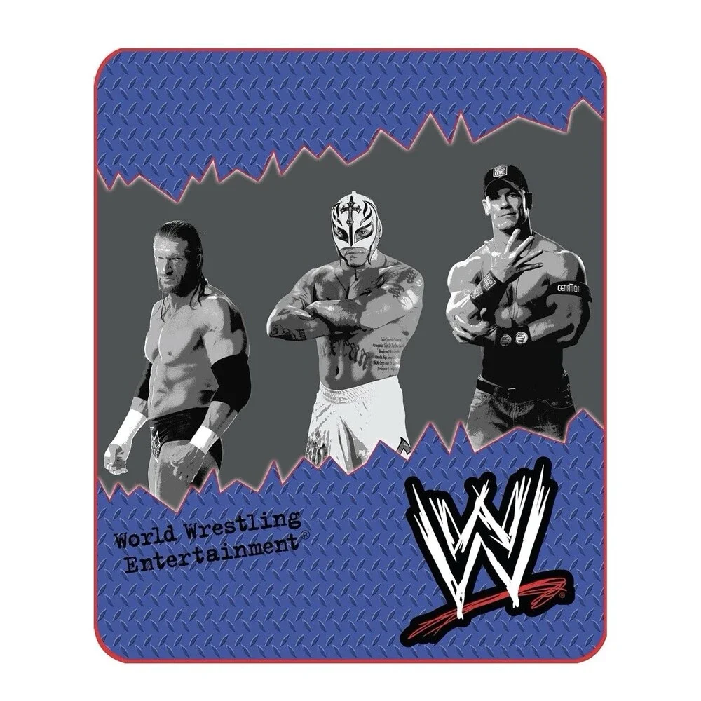 WWE Wrestling Brawl Throw Blanket - John Cena, Triple H, Rey Mysterio 2007 VTG